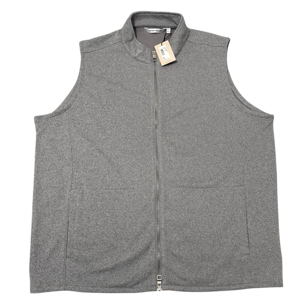 Peter Millar Crown Vest Full-Zip Sweater Fleece MF23K61 Gray Men's 2XL New